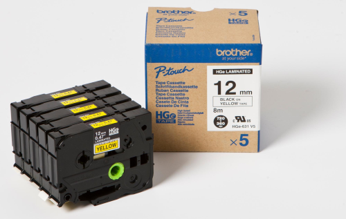 BROTHER HGE631V5 12mm 5PZ BK SU GIALLO